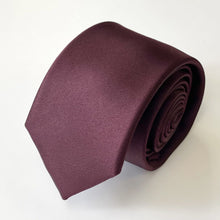 Load image into Gallery viewer, Pure Purple Plain Silk Tie – Skinny 75mm