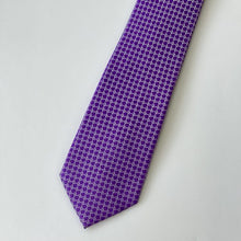 Load image into Gallery viewer, Purple Geometric With White Pattern Silk Tie – Skinny 75mm
