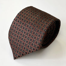 Load image into Gallery viewer, Brown Geometric With Circles And White Pin Dots Silk Tie – Regular 80mm