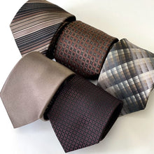 Load image into Gallery viewer, Brown Tartan With Gradient Color Silk Tie – Regular 80mm
