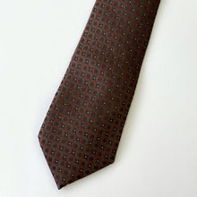 Load image into Gallery viewer, Brown Geometric With Circles And White Pin Dots Silk Tie – Regular 80mm
