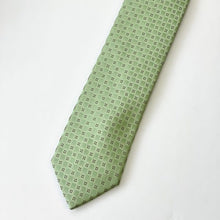 Load image into Gallery viewer, Green Tartan With Brown Geometric Silk Tie – Regular 80mm