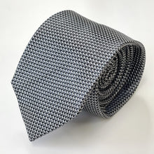 Load image into Gallery viewer, Black And White Herringbone Silk Tie – Regular 80mm