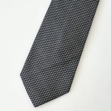 Load image into Gallery viewer, Black And White Herringbone Silk Tie – Regular 80mm