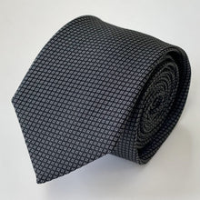 Load image into Gallery viewer, Black Geometric With White Pin Dots Silk Tie – Skinny 75mm