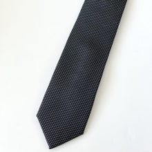 Load image into Gallery viewer, Black Geometric With White Pin Dots Silk Tie – Skinny 75mm