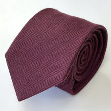 Load image into Gallery viewer, Dark Red Herringbone Silk Tie – Skinny 70mm