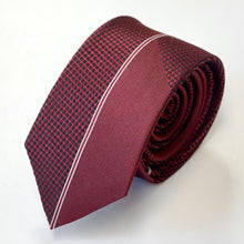 Load image into Gallery viewer, Red Pattern With Red Twill And Black Pin Dots Silk Tie – Skinny 60mm