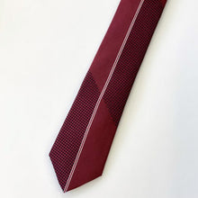 Load image into Gallery viewer, Red Pattern With Red Twill And Black Pin Dots Silk Tie – Skinny 60mm