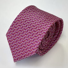 Load image into Gallery viewer, Pink Pattern With White Geometric Silk Tie – Skinny 70mm