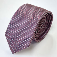 Load image into Gallery viewer, Dark Red Tartan With Geometric Pattern Silk Tie – Skinny 70mm