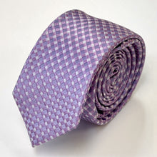 Load image into Gallery viewer, Light Purple Tartan Silk Tie – Skinny 60mm