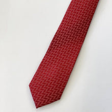 Load image into Gallery viewer, Bright Red Pattern With White Geometric Silk Tie – Skinny 70mm