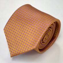 Load image into Gallery viewer, Orange Pattern With Pink Pin Dots Silk Tie – Regular 80mm