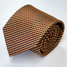 Load image into Gallery viewer, Orange Tartan With Black And Yellow Stripes Silk Tie – Regular 80mm