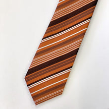 Load image into Gallery viewer, Orange Twill With White And Brown Stripes Silk Tie – Regular 80mm