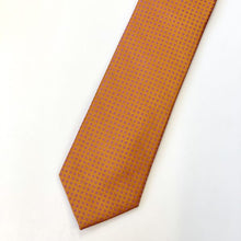 Load image into Gallery viewer, Orange Pattern With Pink Pin Dots Silk Tie – Regular 80mm