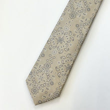 Load image into Gallery viewer, Khaki Paisley With White And Black Floral Silk Tie – Skinny 65mm