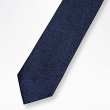Load image into Gallery viewer, Navy Textile Silk Tie – Slim 60mm
