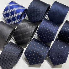 Load image into Gallery viewer, Navy Dot Oblique Silk Tie – Skinny 70mm