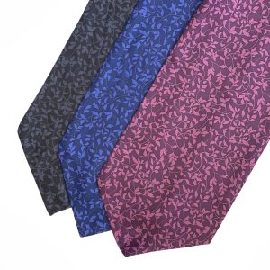 Purple Paisley With Pink Flowers Printed Silk Cravat