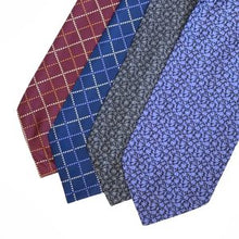 Load image into Gallery viewer, Navy Paisley With Light Blue Flowers And White Pin Dots Printed Silk Cravat