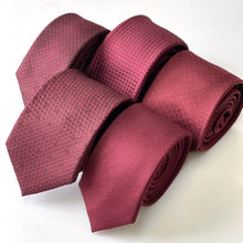Load image into Gallery viewer, Red Knit With Dark Red Polka Dots Silk Tie – Skinny 75mm