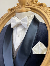 Load image into Gallery viewer, White Floral With Silver Flowers Classic Bow Tie
