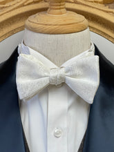 Load image into Gallery viewer, White Floral With Silver Flowers Classic Bow Tie