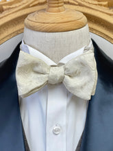 Load image into Gallery viewer, Beige Floral With Silver Flowers Classic Bow Tie