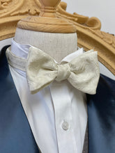 Load image into Gallery viewer, Beige Floral With Silver Flowers Classic Bow Tie