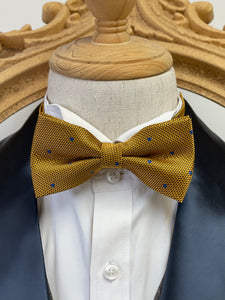 Gold Snake Scale With Blue Pin Dots Classic Bow Tie