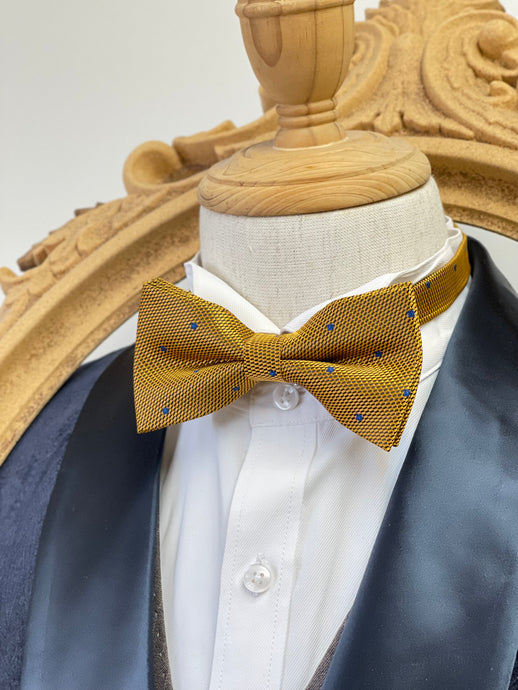Gold Snake Scale With Blue Pin Dots Classic Bow Tie