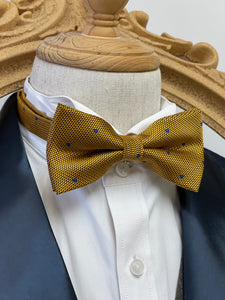 Gold Snake Scale With Blue Pin Dots Classic Bow Tie