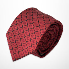 Load image into Gallery viewer, Red Geometric Square With Black Honeycomb Silk Tie – Skinny 75mm