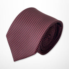 Load image into Gallery viewer, Red Knit With Black Awning Silk Tie – Skinny 70mm