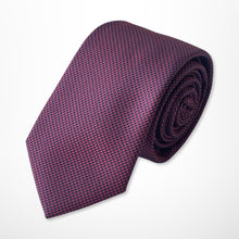 Load image into Gallery viewer, Purple Micro Check With Blue Awning Silk Tie – Skinny 70mm