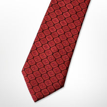 Load image into Gallery viewer, Red Geometric Square With Black Honeycomb Silk Tie – Skinny 75mm