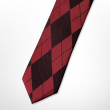Load image into Gallery viewer, Red Argyle With Black Rhombus Silk Tie – Skinny 60mm