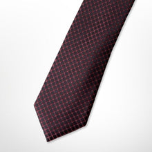Load image into Gallery viewer, Red Micro Check With Black Square Silk Tie – Skinny 60mm