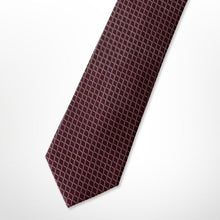 Load image into Gallery viewer, Red Square With Grey Check And Pin Dots Silk Tie – Skinny 60mm