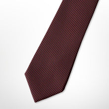 Load image into Gallery viewer, Red Knit With Black Awning Silk Tie – Skinny 70mm