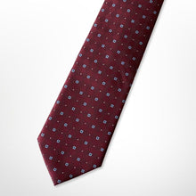 Load image into Gallery viewer, Red Micro Check With Blue Square And White Pin Dots Silk Tie – Skinny 75mm