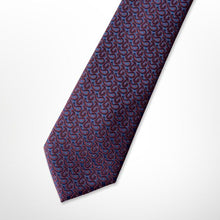 Load image into Gallery viewer, Blue Pattern With Red Paisley Silk Tie – Skinny 70mm