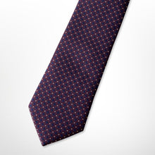 Load image into Gallery viewer, Red Geometric With Blue Rhombus And White Pin Dots Silk Tie – Skinny 70mm