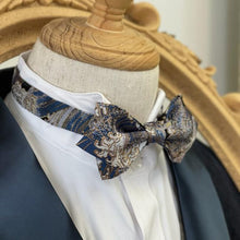 Load image into Gallery viewer, Japan Nishijin Collection – Blue Surf Gold Wire Bow Tie II