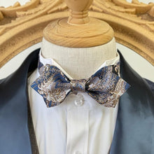 Load image into Gallery viewer, Japan Nishijin Collection – Blue Surf Gold Wire Bow Tie II