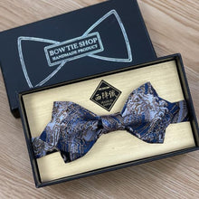 Load image into Gallery viewer, Japan Nishijin Collection – Blue Surf Gold Wire Bow Tie II