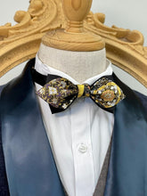 Load image into Gallery viewer, Japan Nishijin Collection – Auspicious Floral Gold And Purple Wire Pointed Bow Tie