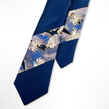 Load image into Gallery viewer, Kyoto Traditional Textile Tie -Navy Wave – Skinny 75mm